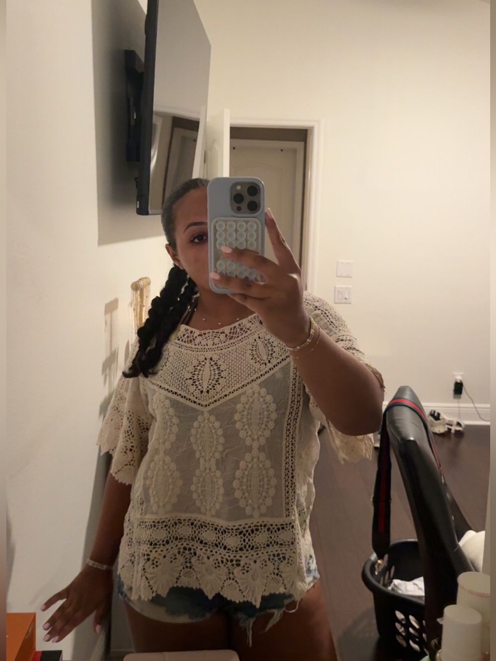Crochet Lace Boho Top - Cream